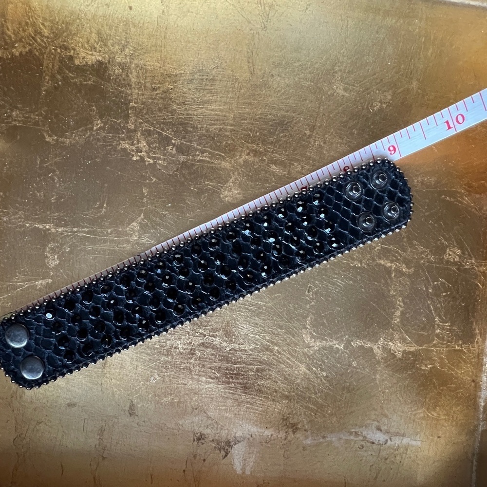 Stylish Leather Black Rhinestone bracelet - Picture 5 of 7